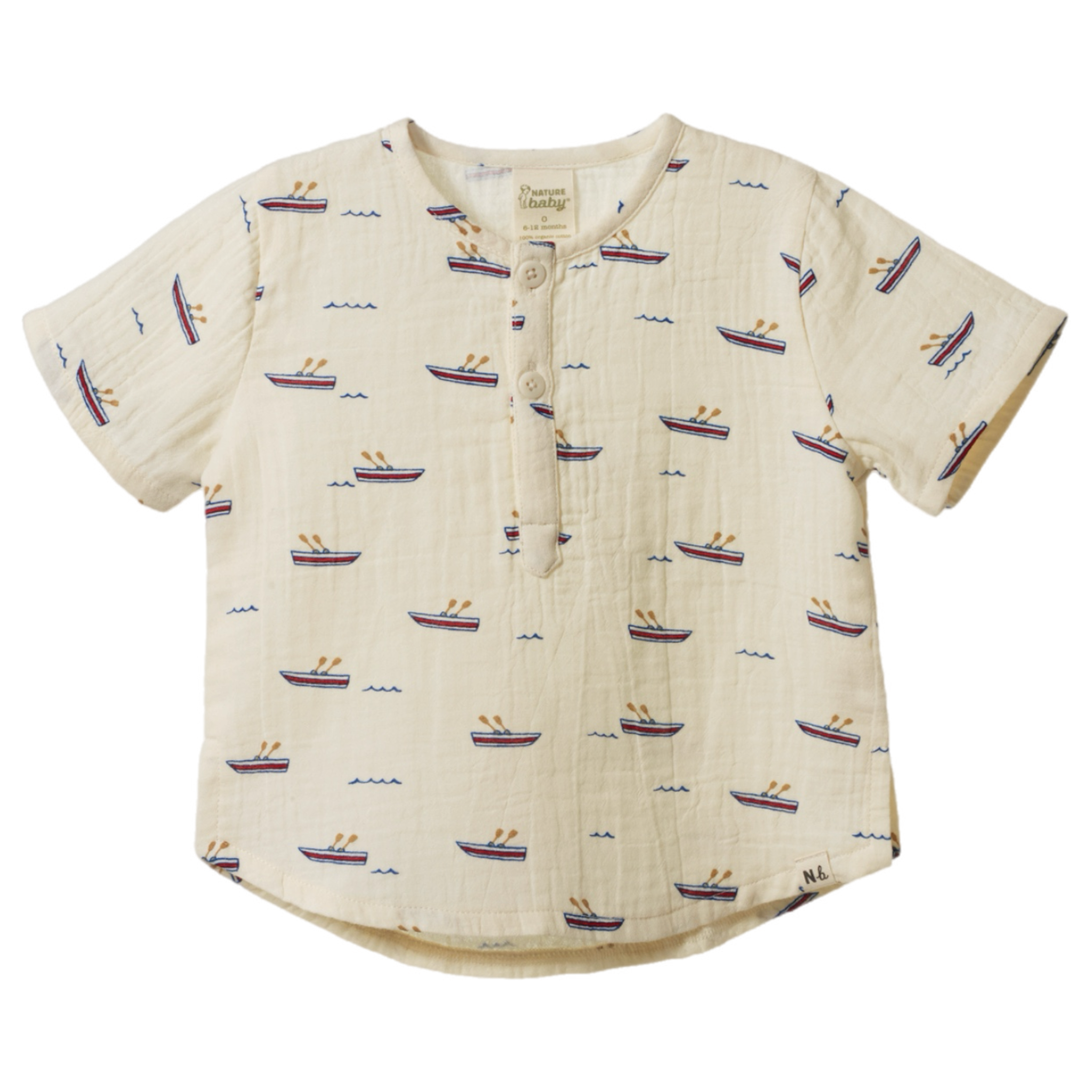 Short Sleeve Caravan Shirt Muslin - Row Boats