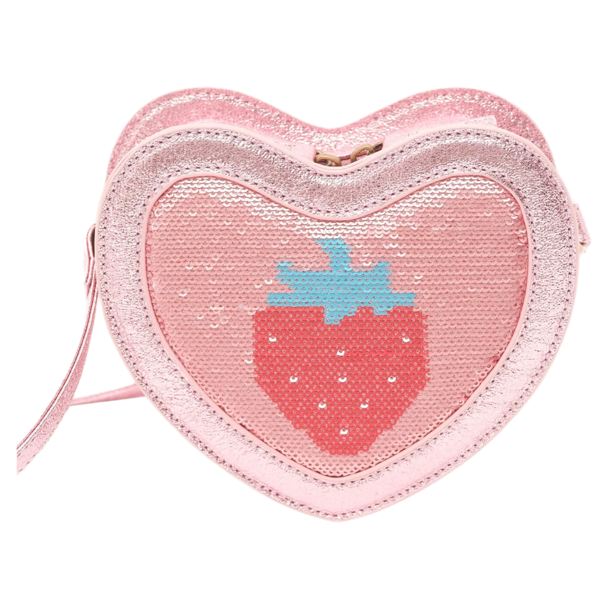 Strawberry Sequin Heart Bag - Strawberry Metallic