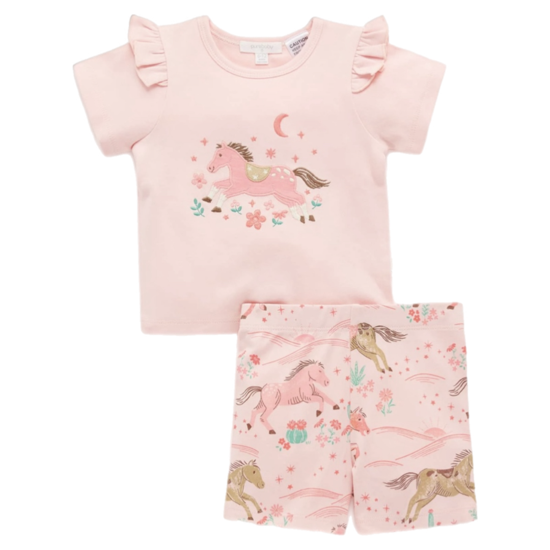 Ruffle Button Up PJ Set - Desert Horses