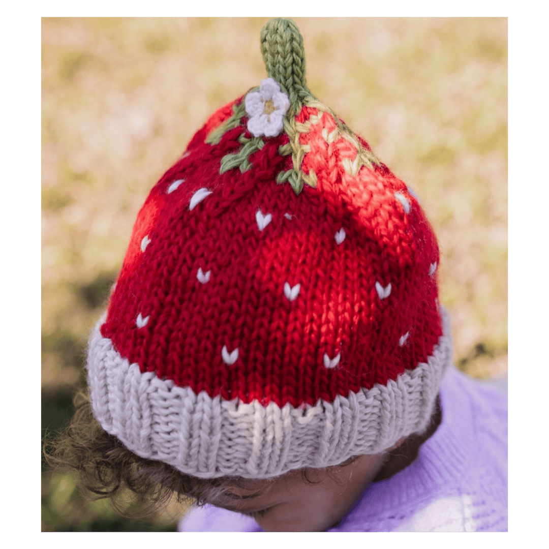 Acorn Kids Small to Large Strawberry Beanie - Red