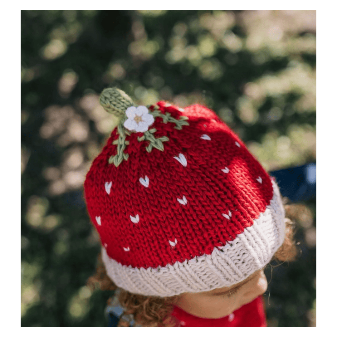 Acorn Kids Small to Large Strawberry Beanie - Red