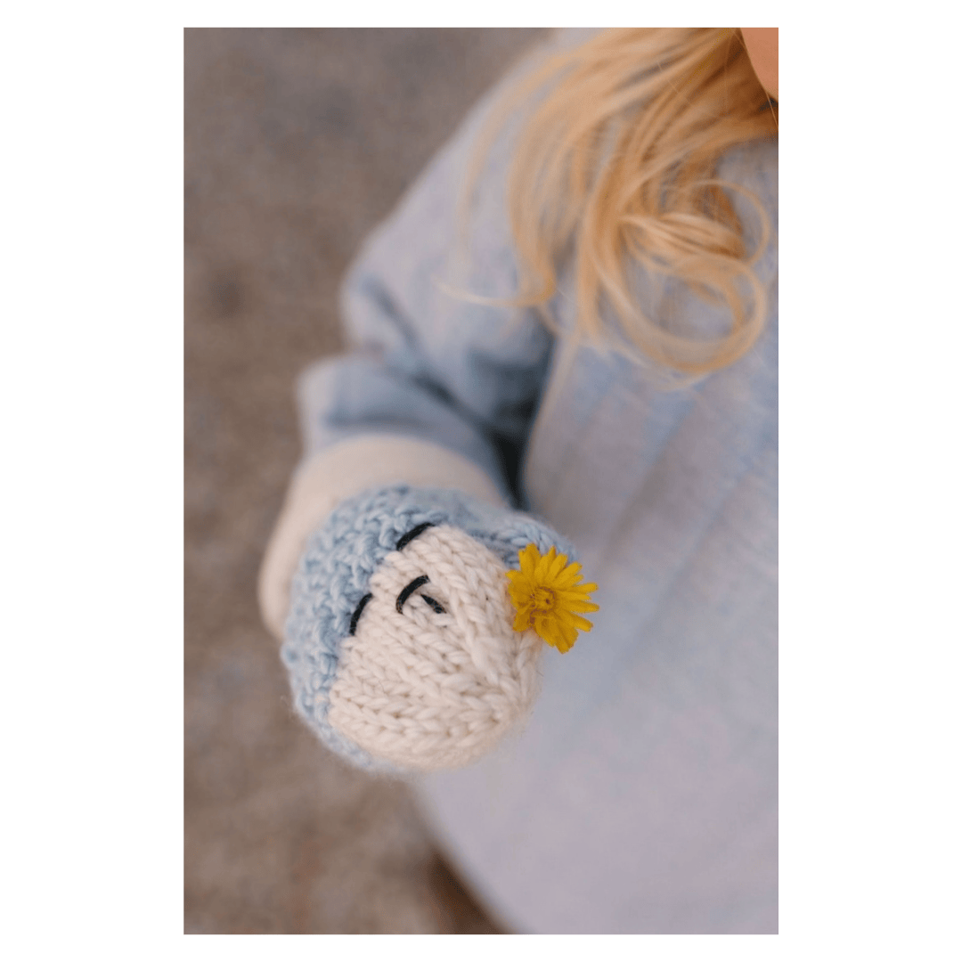 Acorn Kids Small to Medium Bear Mittens - Blue/Cream