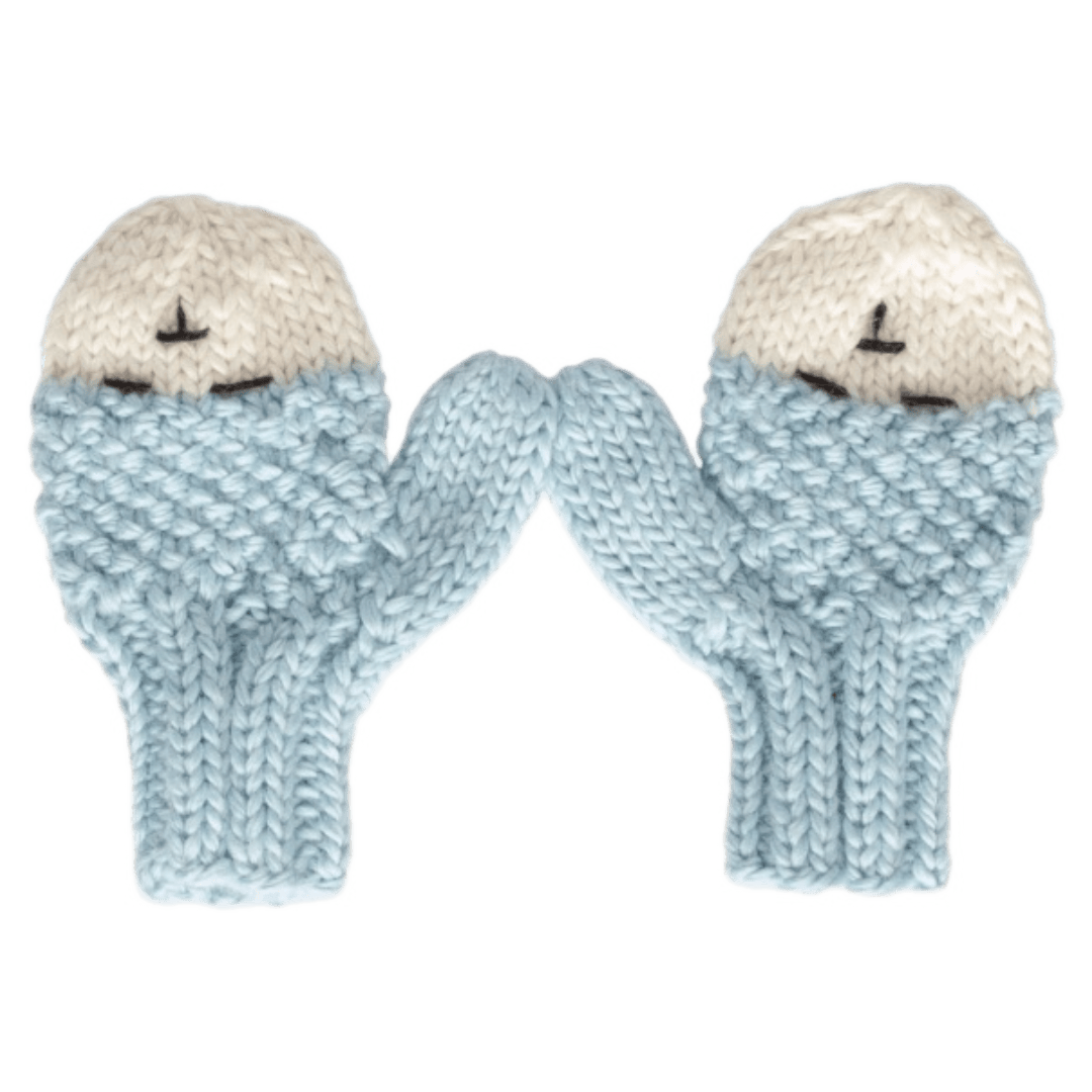 Acorn Kids Small to Medium SM Bear Mittens - Blue/Cream