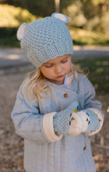 Acorn Kids XXS to Medium Bear Beanie - Blue/Cream