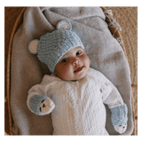 Acorn Kids XXS to Medium Bear Beanie - Blue/Cream