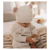Acorn Kids XXS to Medium Bear Beanie - Cream/Pink