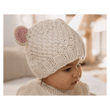 Acorn Kids XXS to Medium Bear Beanie - Cream/Pink