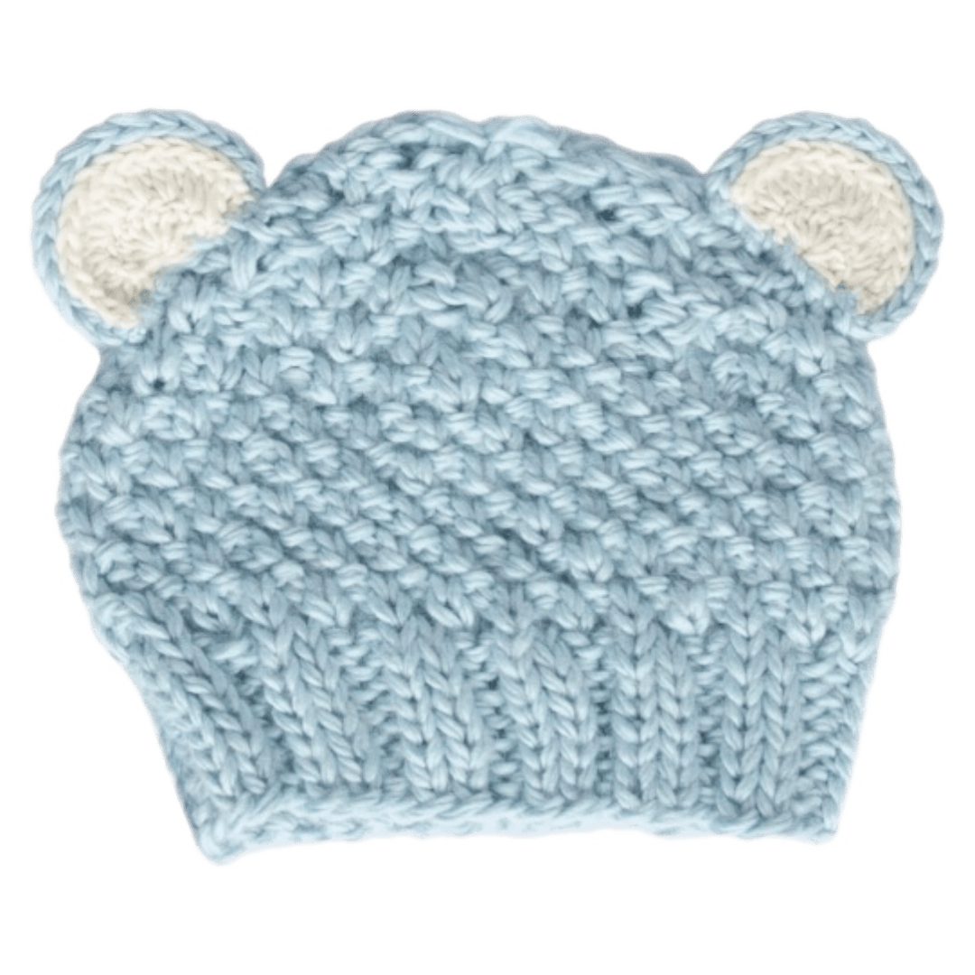 Acorn Kids XXS to Medium XXS Bear Beanie - Blue/Cream