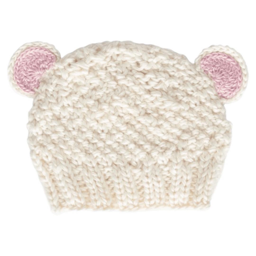 Acorn Kids XXS to Medium XXS Bear Beanie - Cream/Pink