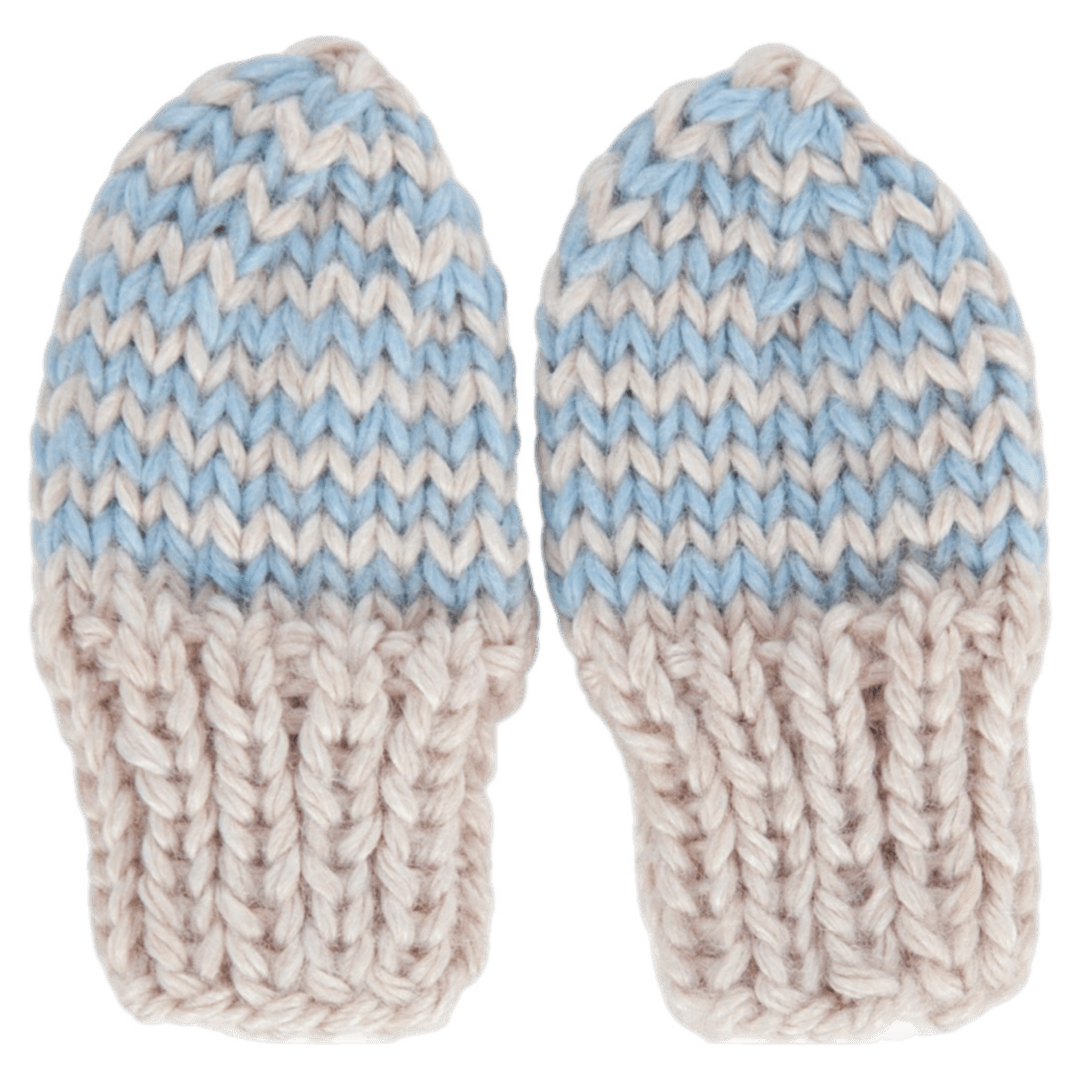 Acorn Kids XXS to Medium XXS Flopsy Baby Mittens -  Blue and Oatmeal