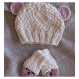 Acorn Kids XXS to XS Bear Infant Mittens - Cream/Pink