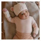 Acorn Kids XXS to XS Bear Infant Mittens - Cream/Pink