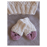 Acorn Kids XXS to XS Bear Infant Mittens - Cream/Pink