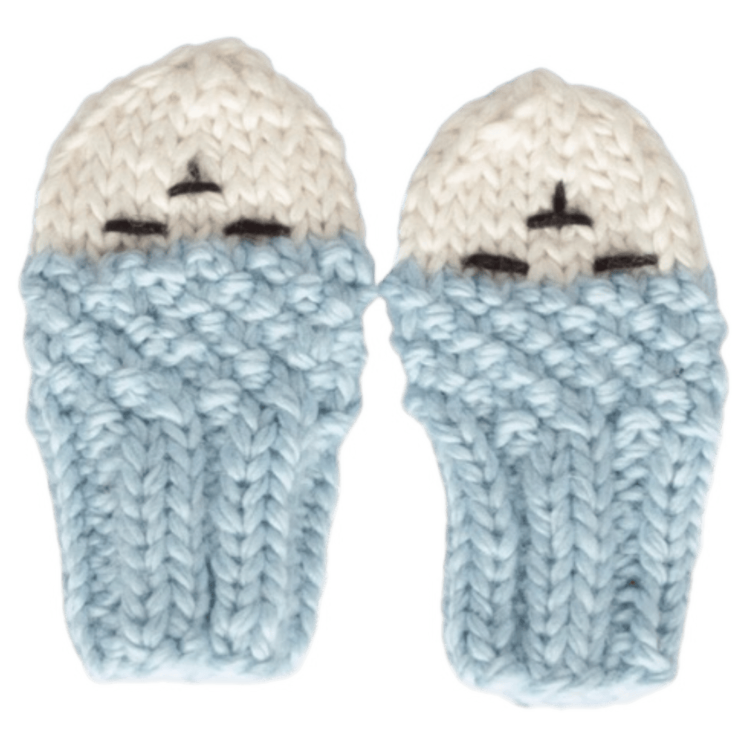 Acorn Kids XXS to XS XXS Bear Infant Mittens - Blue/Cream