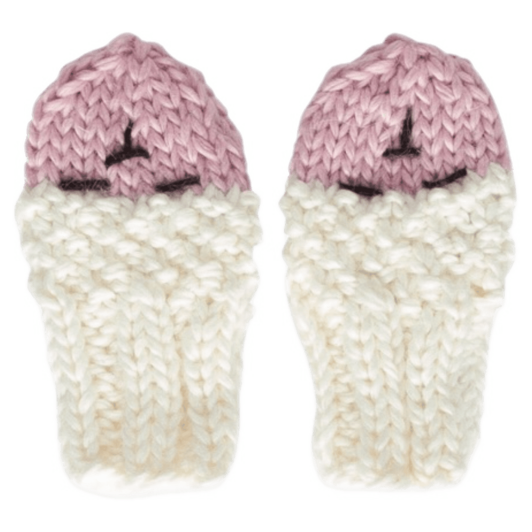 Acorn Kids XXS to XS XXS Bear Infant Mittens - Cream/Pink