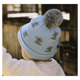 Acorn Kids XXSmall to XLarge Koala Merino Beanie - Blue & Grey