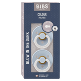 BIBS 6 Months Plus Colour, Round S2 GLOW - Baby Blue