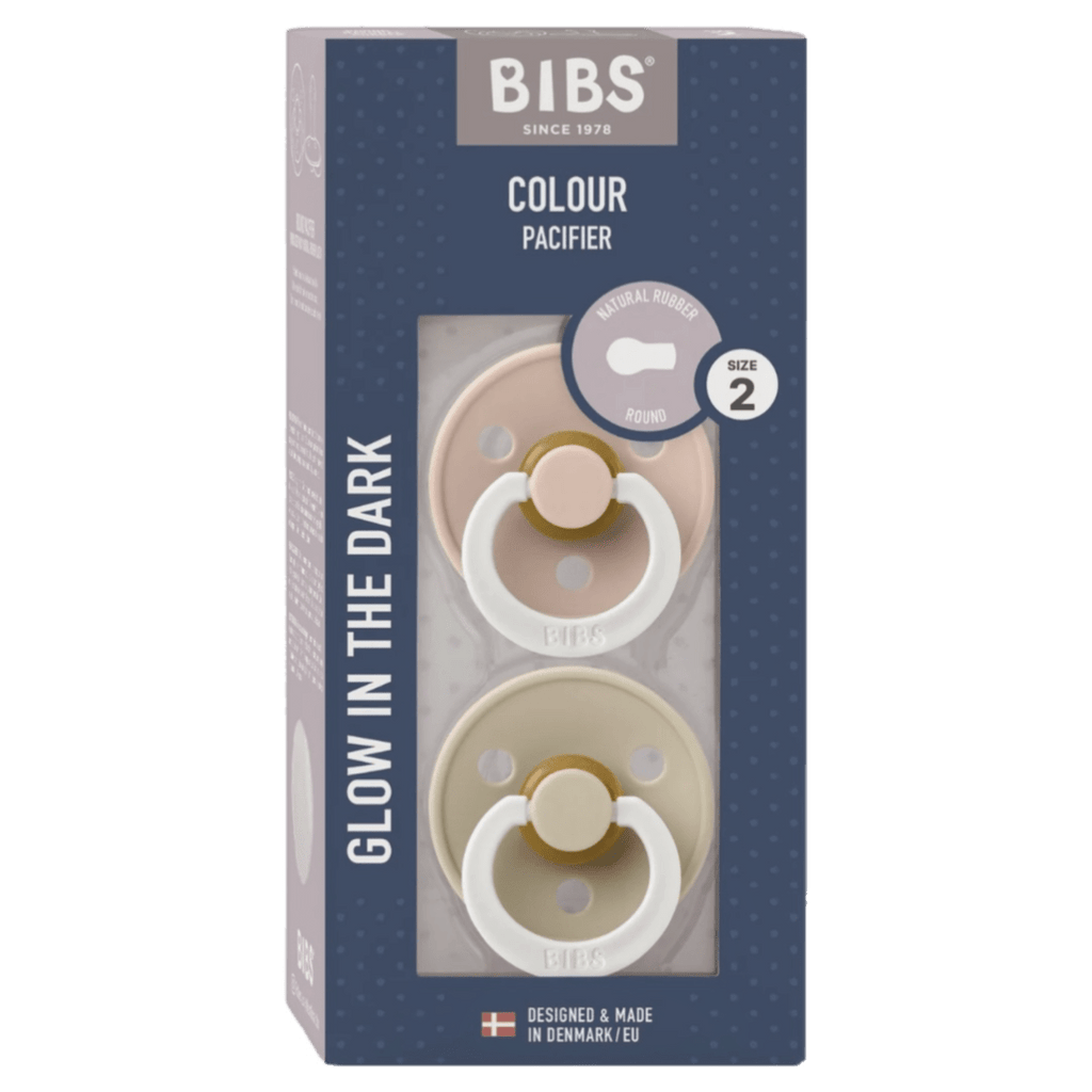 BIBS 6 Months Plus Colour, Round S2 GLOW - Blush/Vanilla