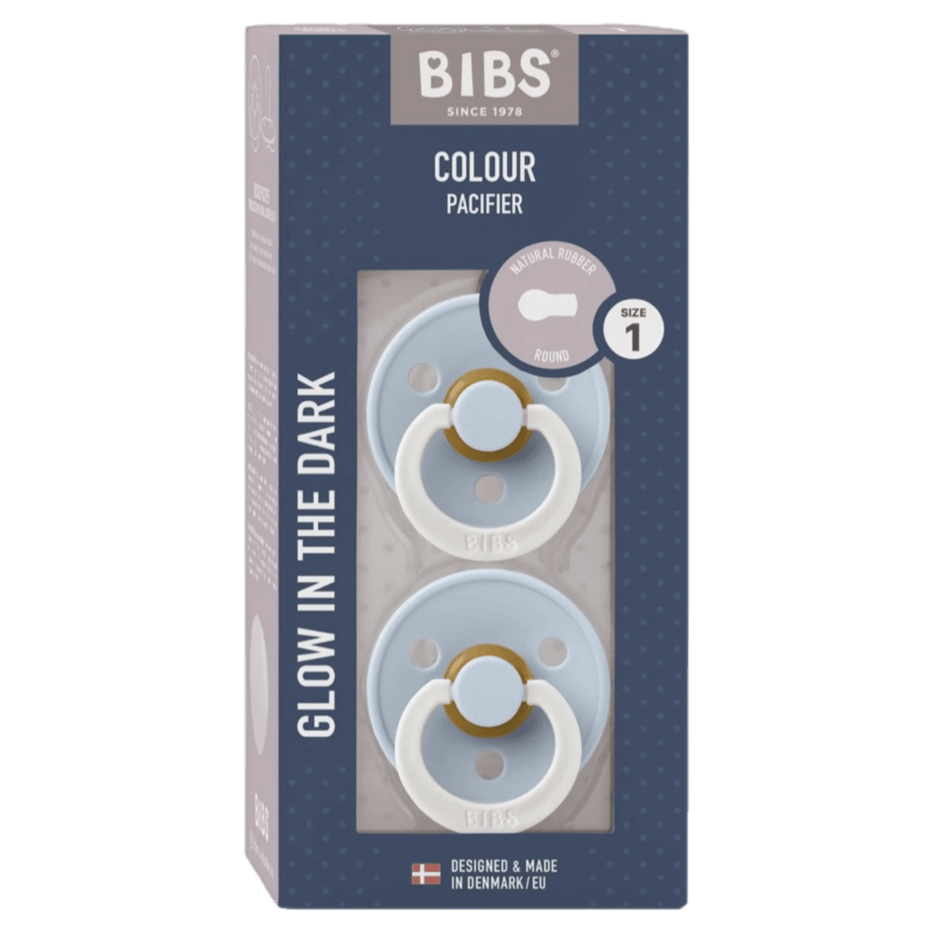 BIBS Birth Plus Colour, Round S1 GLOW - Baby Blue