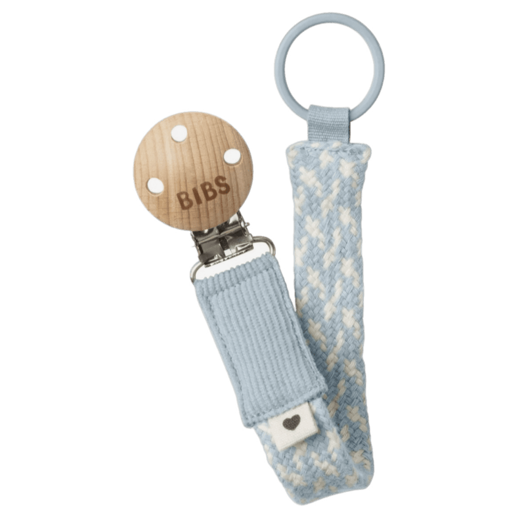 BIBS Birth Plus Pacifier Clip - Baby Blue/Ivory