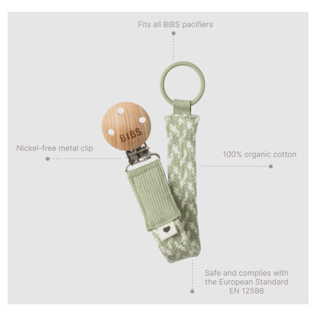 BIBS Birth Plus Pacifier Clip - Cloud/Iron