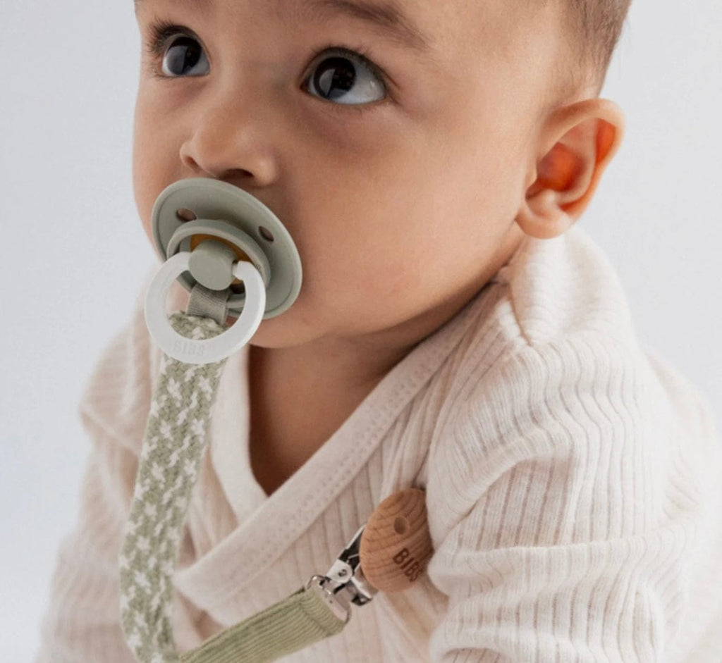 BIBS Birth Plus Pacifier Clip - Sage/Ivory