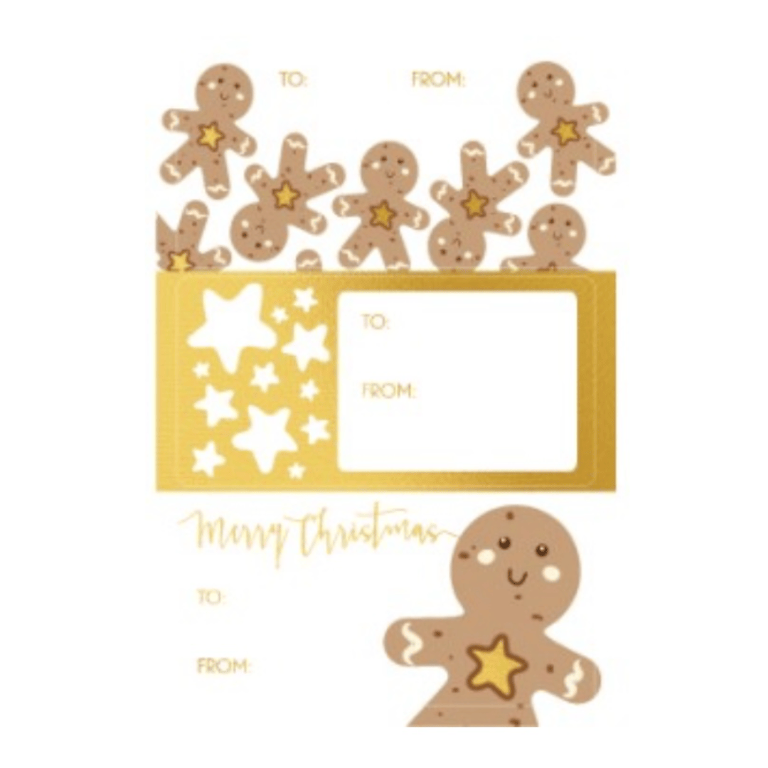 Candlebark Birth Plus Gift Tag - Merry Gingerbread Stickers