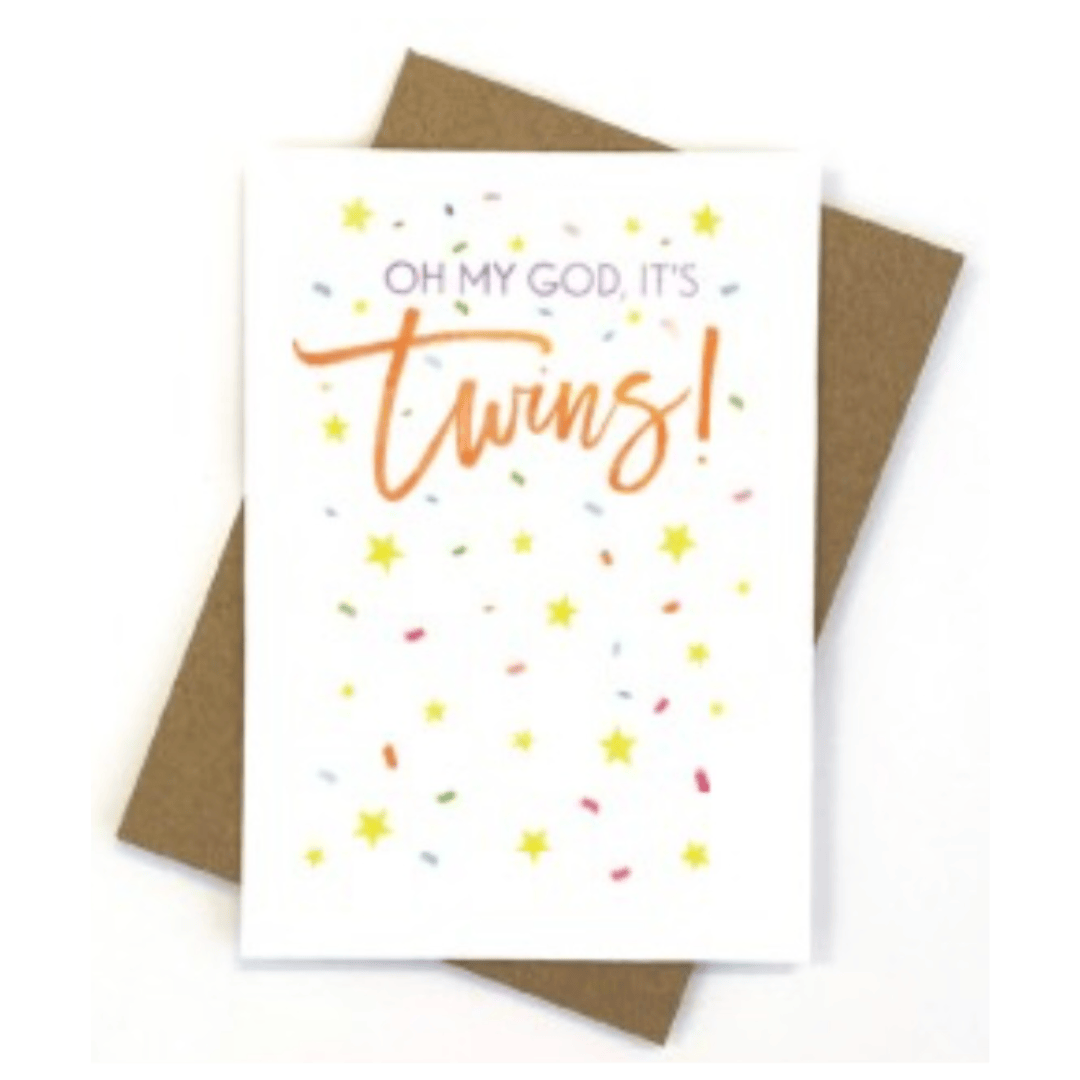 Candlebark Birth Plus Greeting Card - Twins Confetti