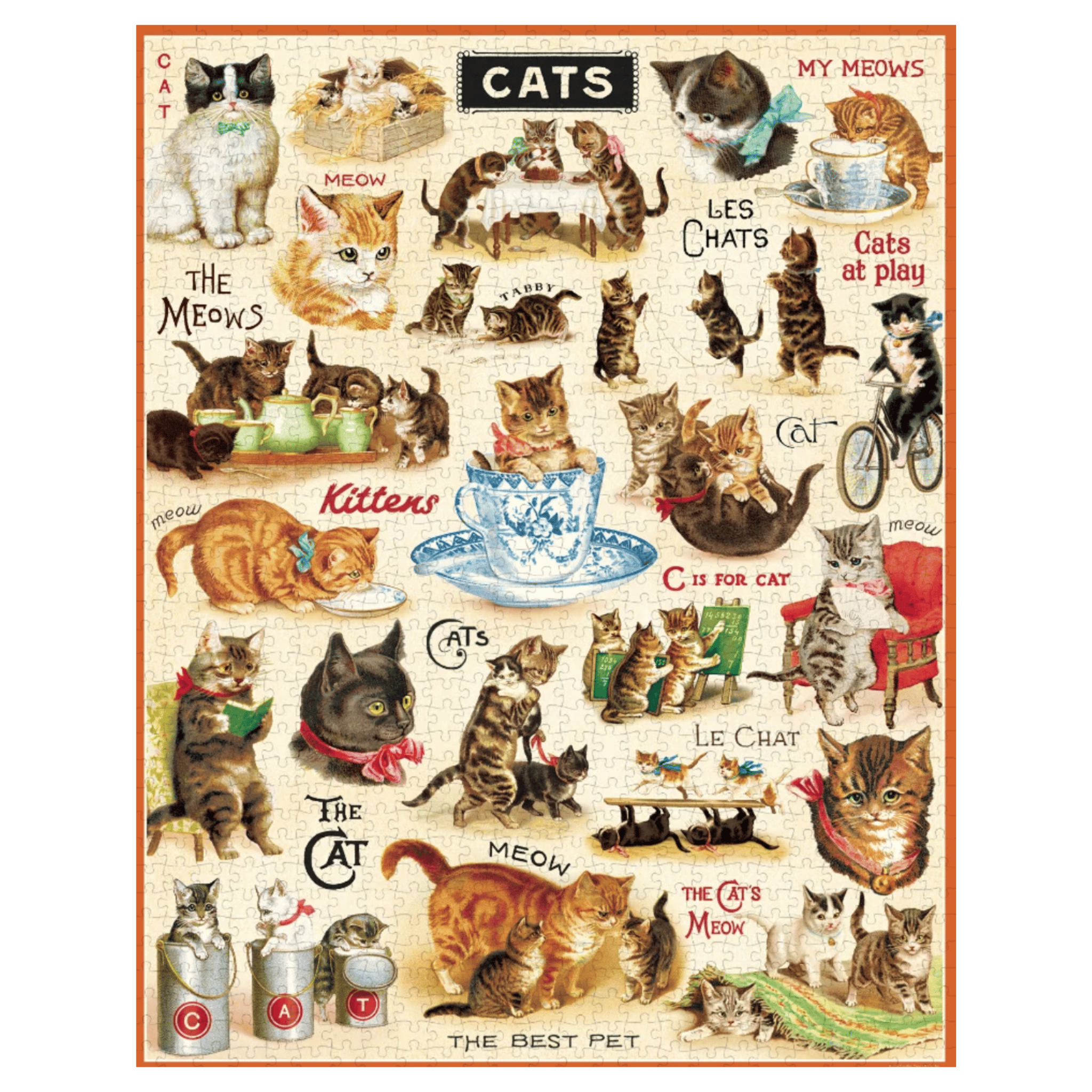 Cavallini & Co 12 Plus 1000 Pc Vintage Puzzle - Cats