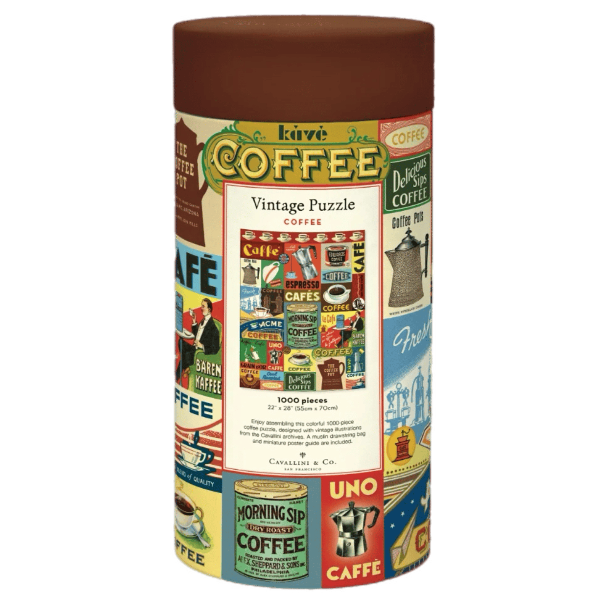Cavallini & Co 12 Plus 1000 Pc Vintage Puzzle - Coffee