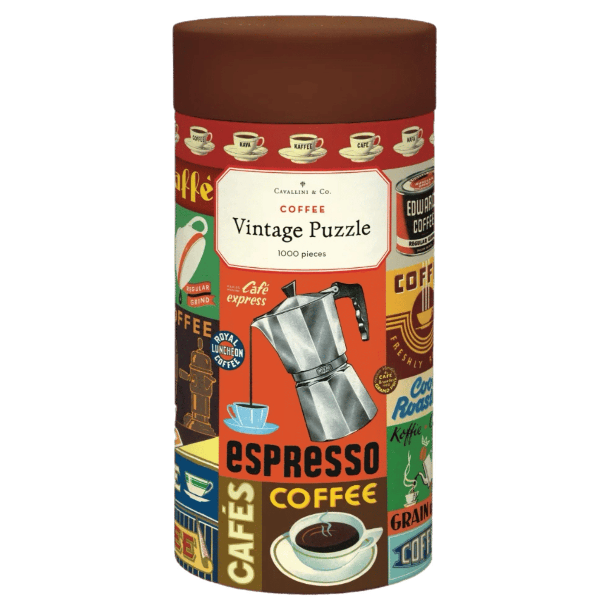 Cavallini & Co 12 Plus 1000 Pc Vintage Puzzle - Coffee