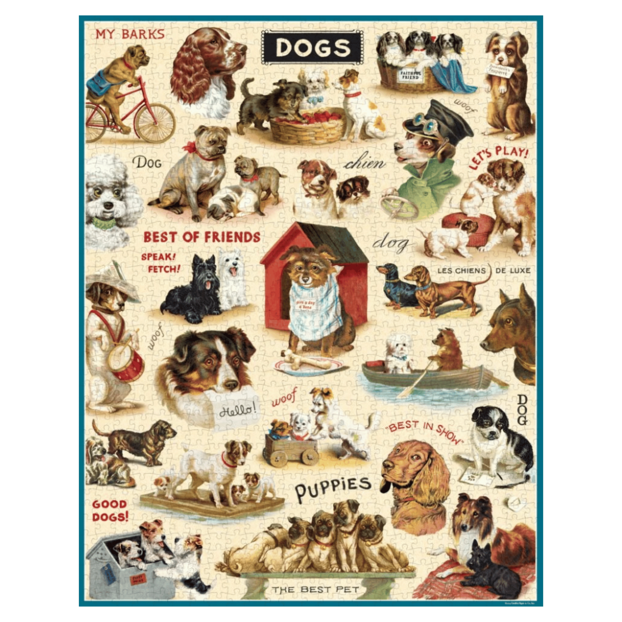 Cavallini & Co 12 Plus 1000 Pc Vintage Puzzle - Dogs