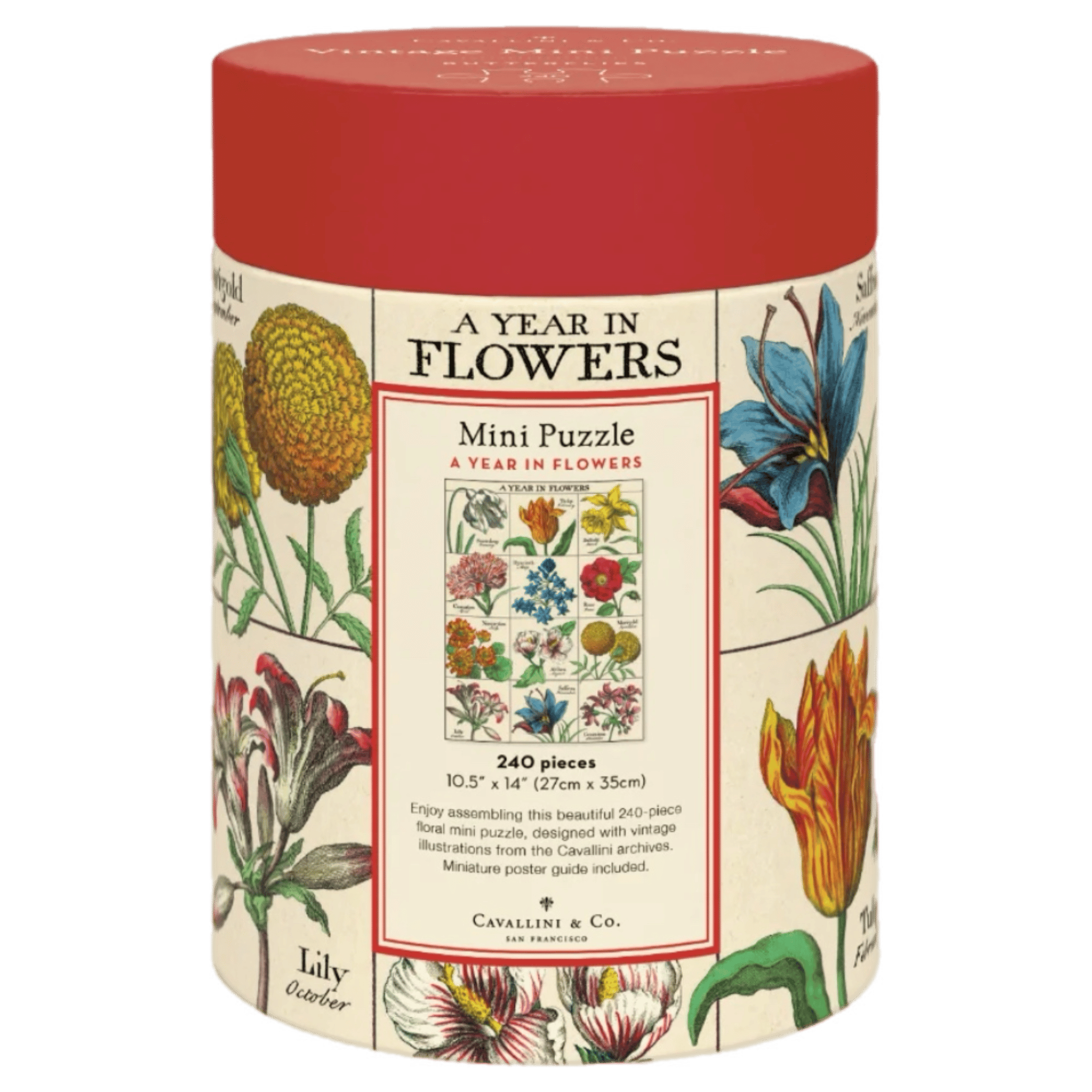 Cavallini & Co 8 Plus 240 Pc Mini Puzzle - A Year in Flowers