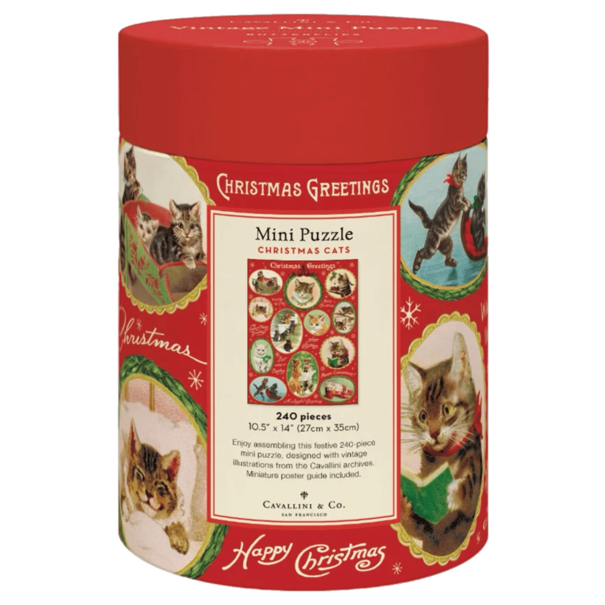 Cavallini & Co 8 Plus 240 Pc Mini Puzzle - Christmas Cat
