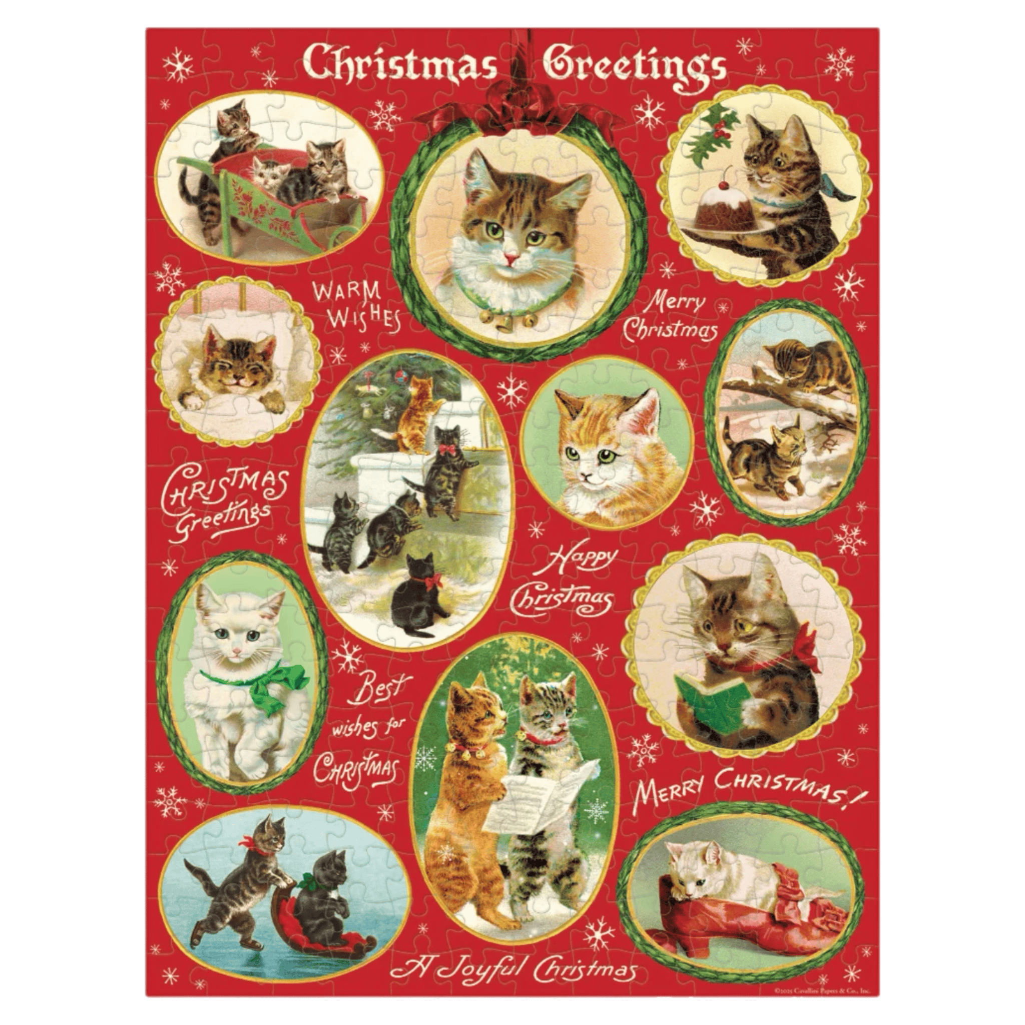 Cavallini & Co 8 Plus 240 Pc Mini Puzzle - Christmas Cat
