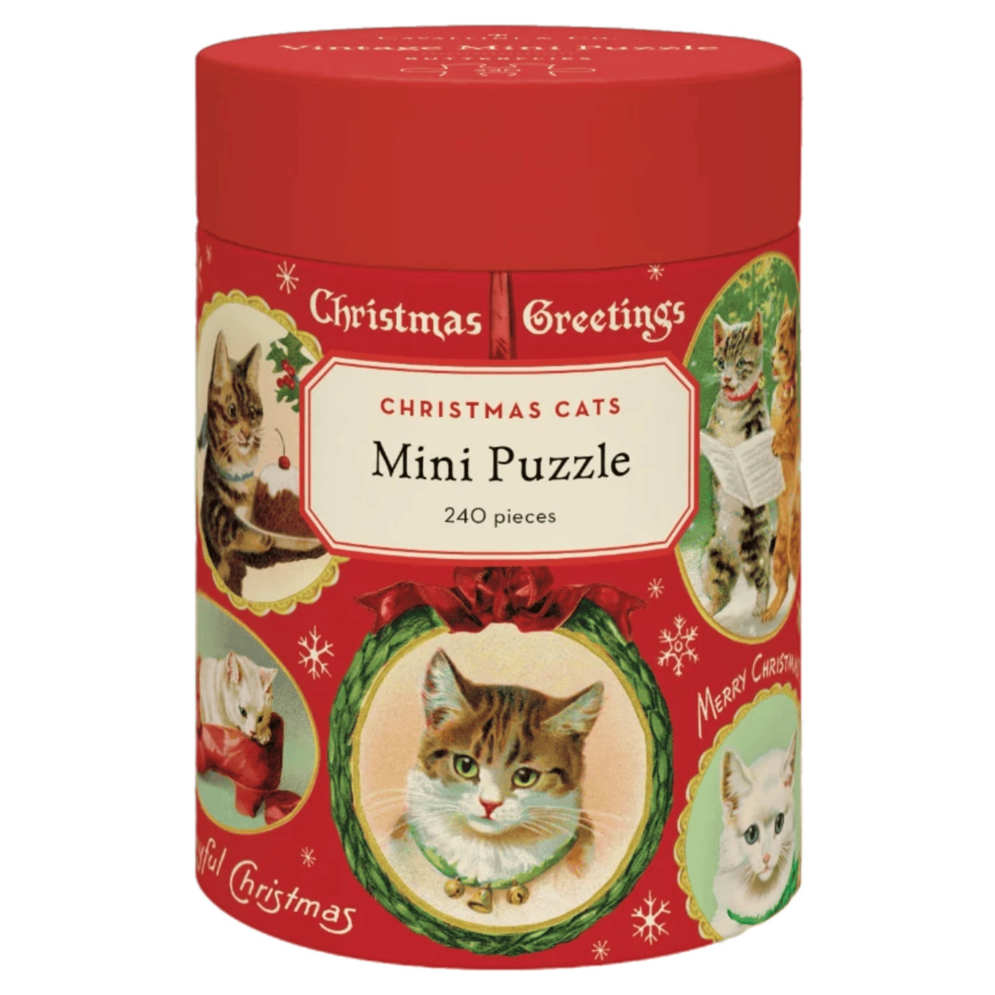 Cavallini & Co 8 Plus 240 Pc Mini Puzzle - Christmas Cat