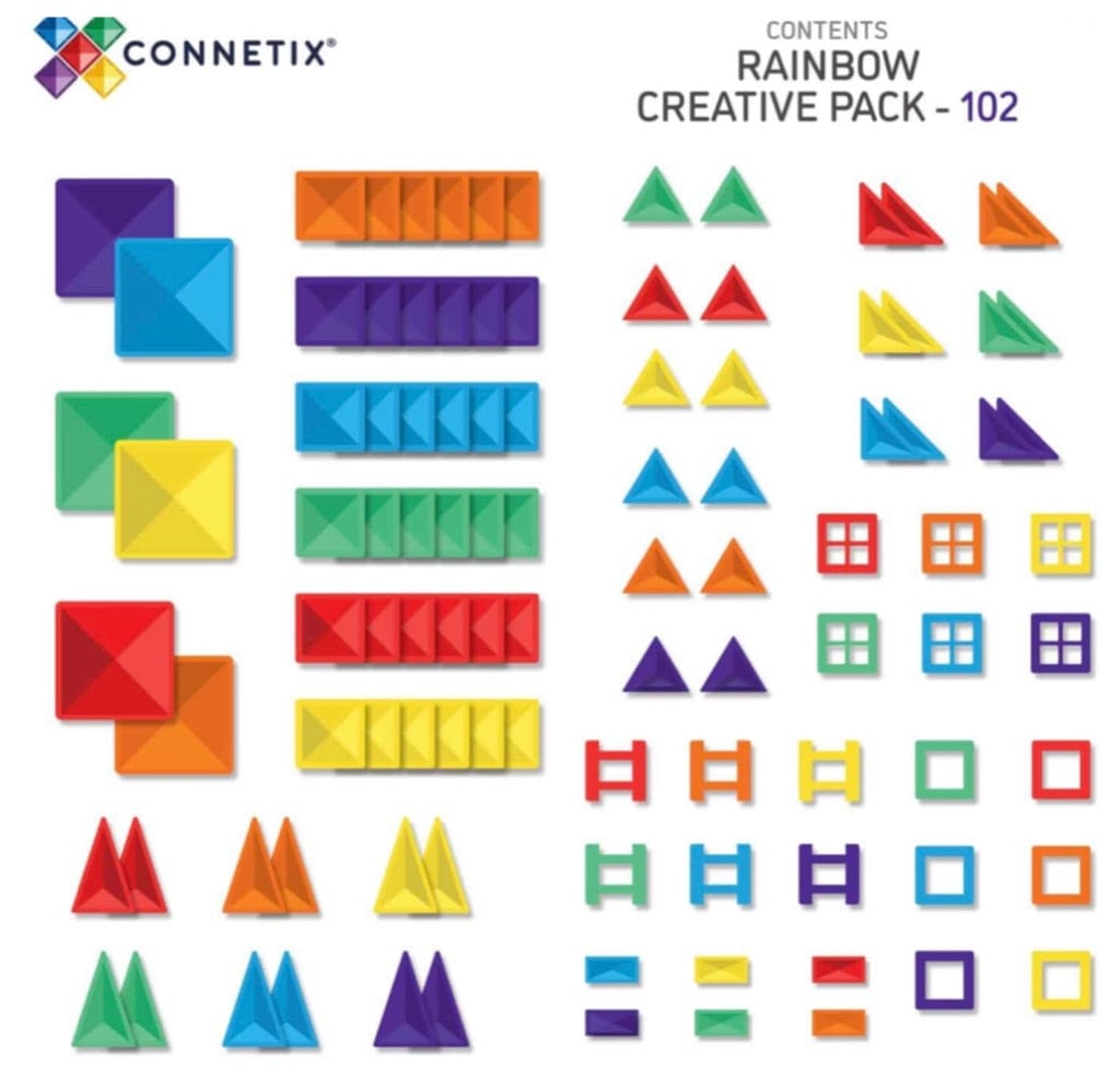 Connetix 3 Plus 102 Piece Rainbow Creative Pack
