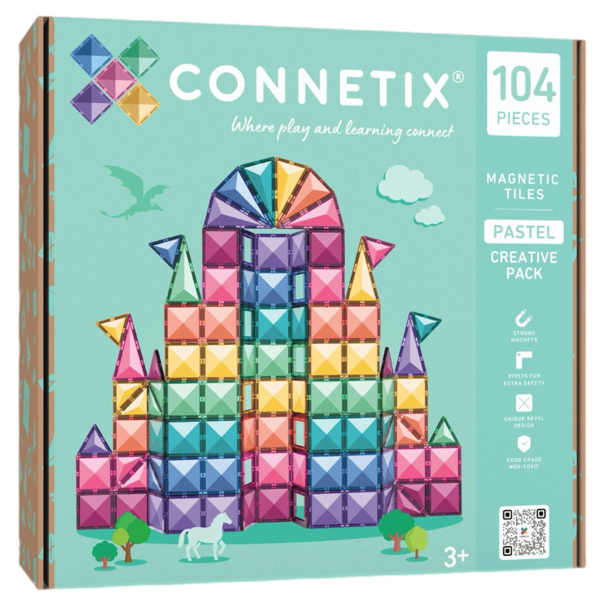 Connetix 3 Plus 104 Piece Pastel Creative Pack