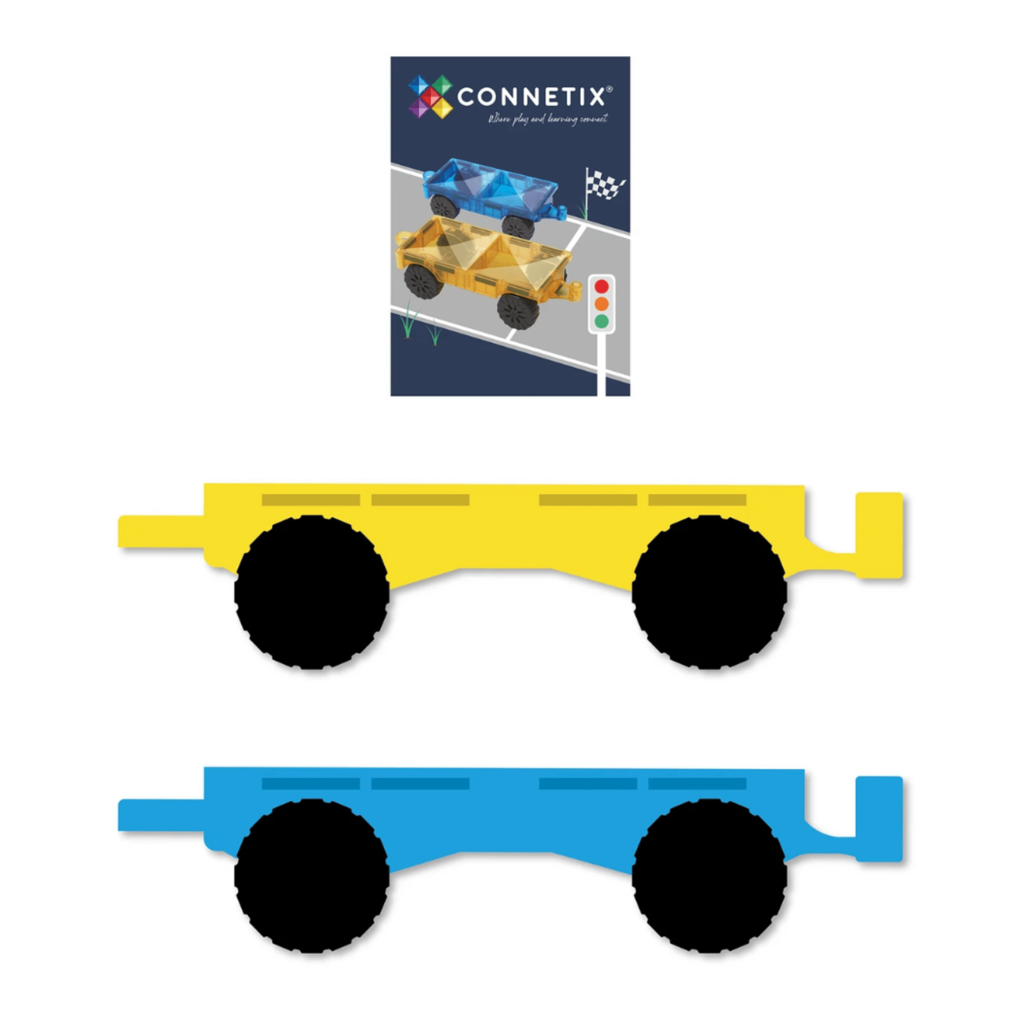 Connetix 3 Plus 2 Piece Bright Car Pack