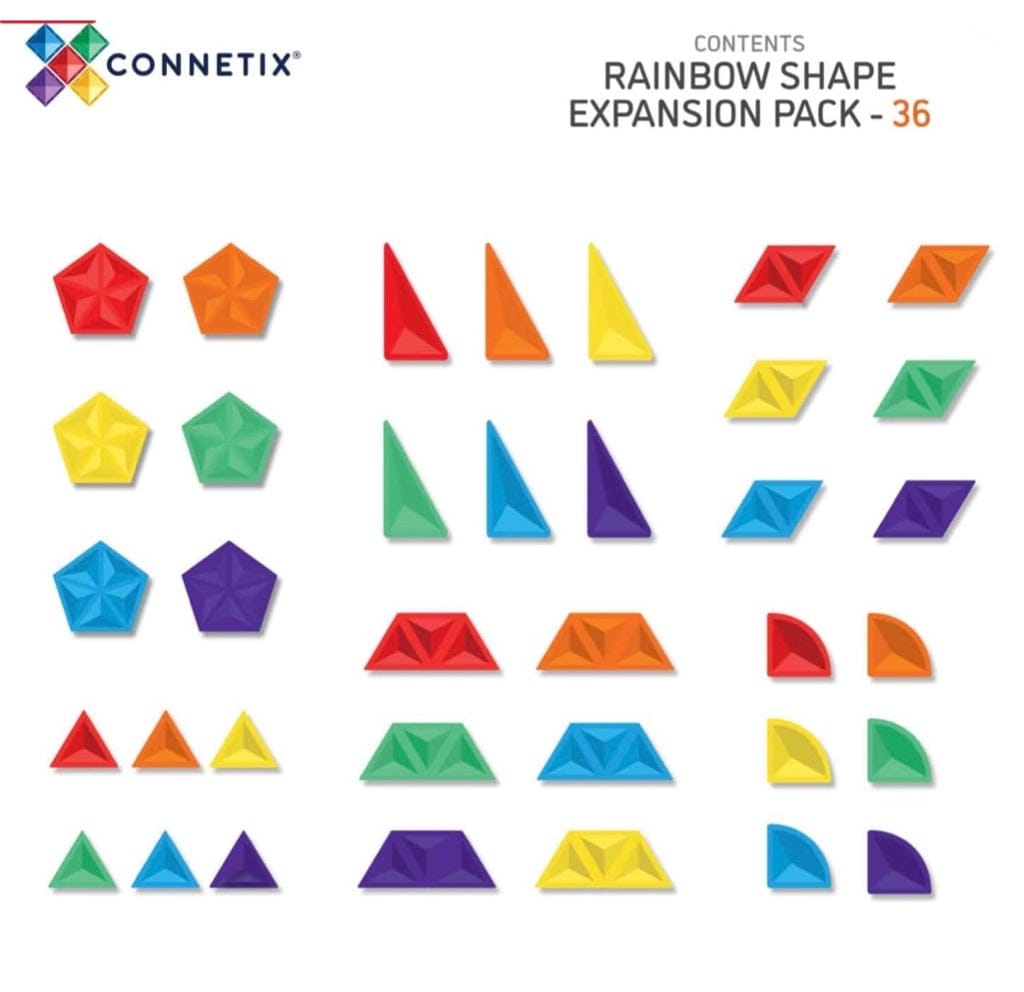 Connetix 3 Plus 36 Piece Rainbow Shape Expansion Pack