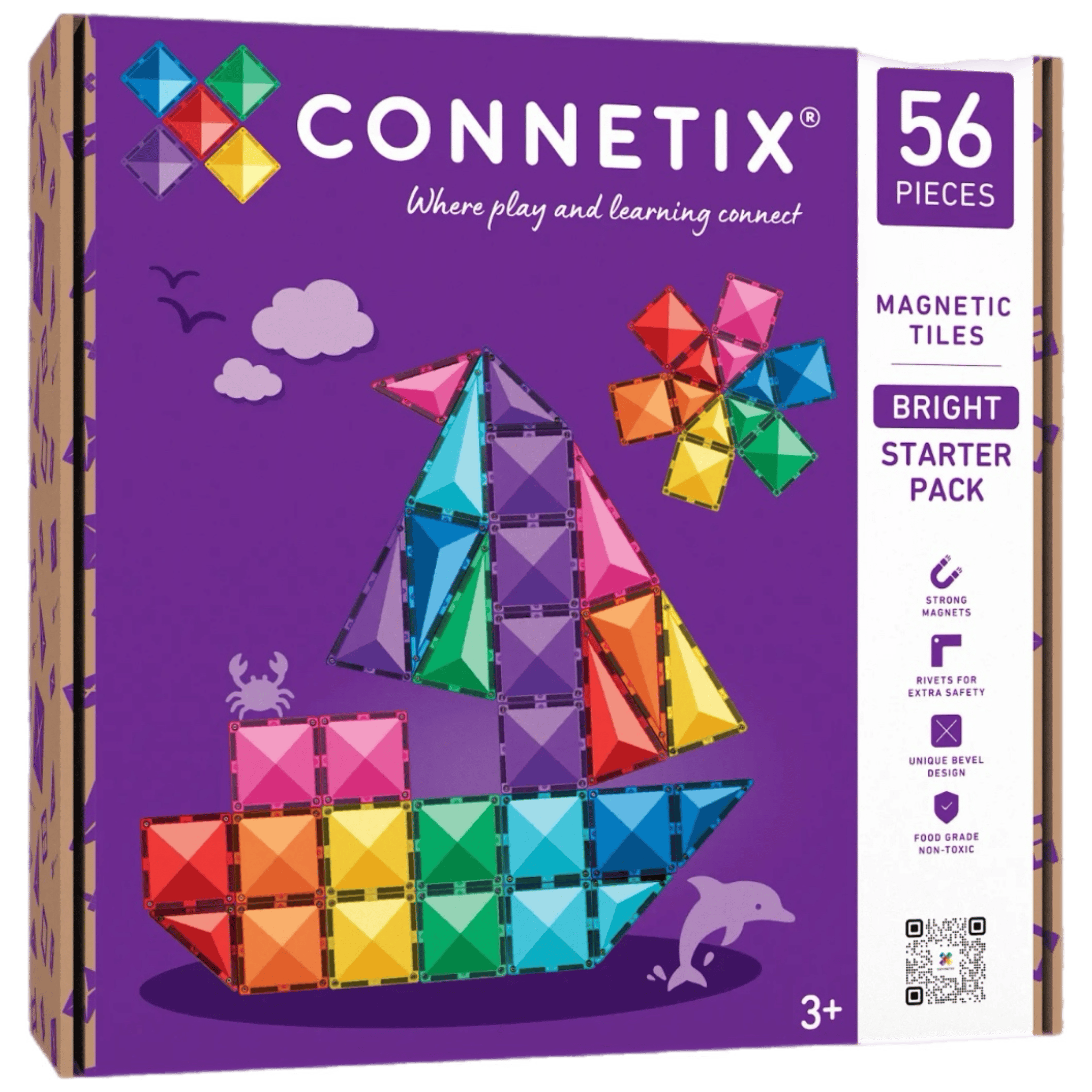 Connetix 3 Plus 56 Piece Bright Starter Pack