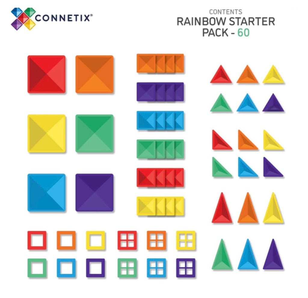 Connetix 3 Plus 60 Piece Rainbow Starter Pack