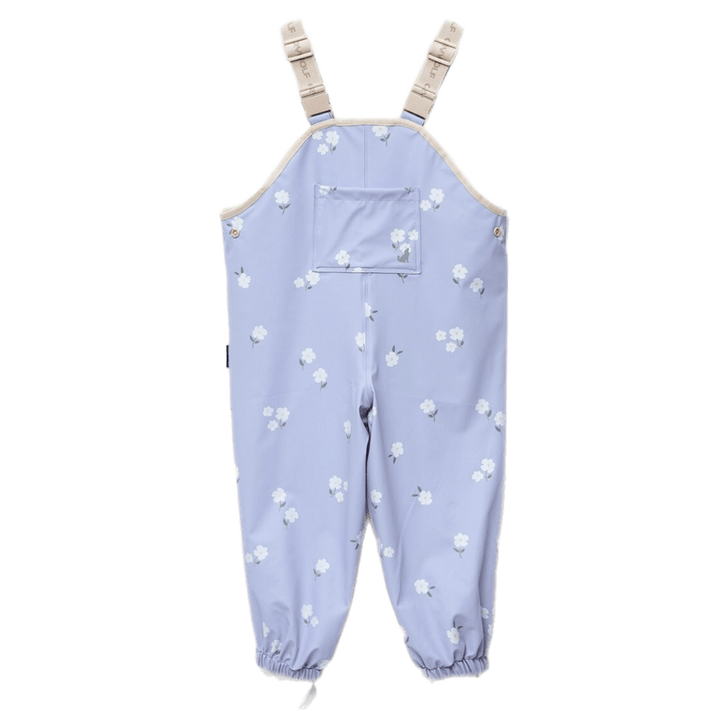 Crywolf 1 Year to 5 Years 1Y Rain Overalls - Floral Periwinkle