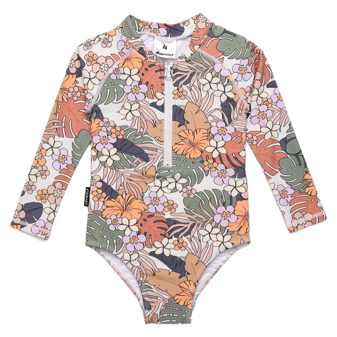 Crywolf 1 Year to 5 Years Long Sleeve Swimsuit - Tropical Floral