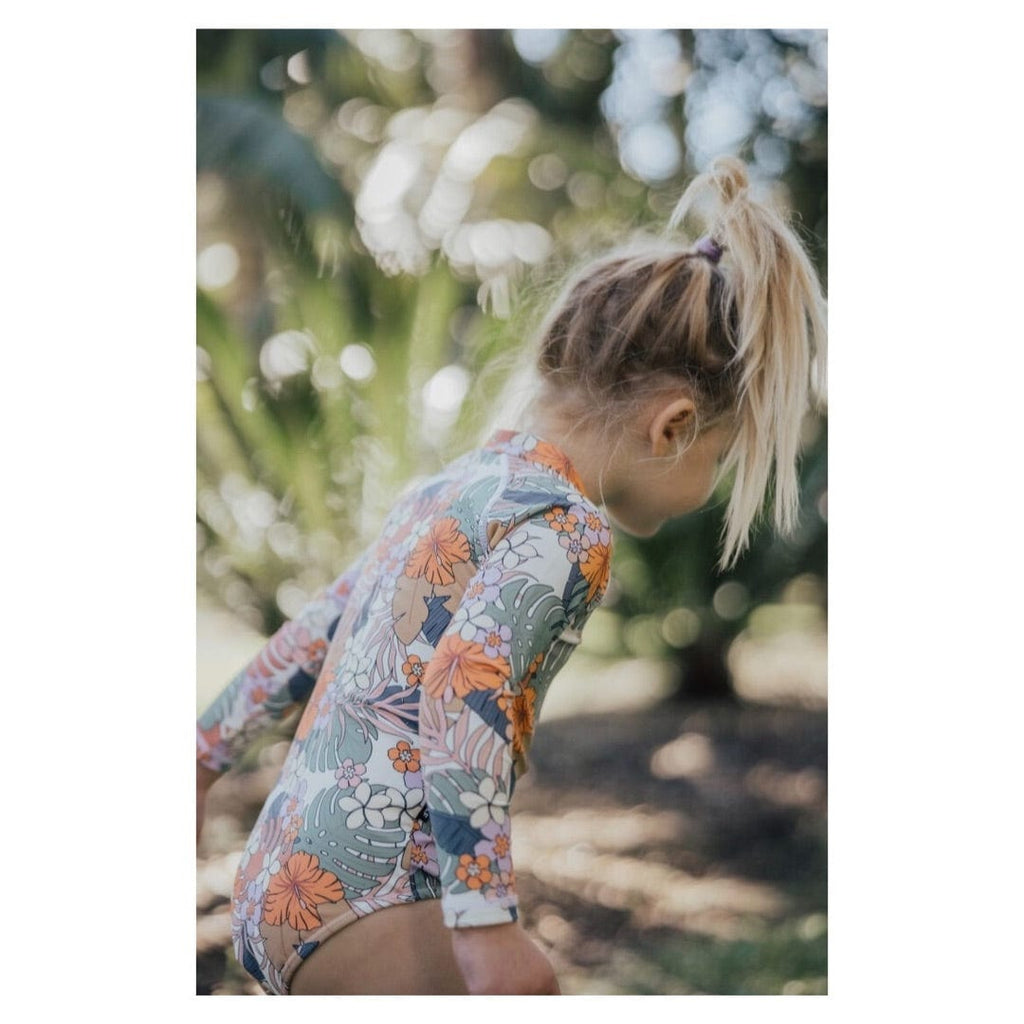 Crywolf 1 Year to 5 Years Long Sleeve Swimsuit - Tropical Floral