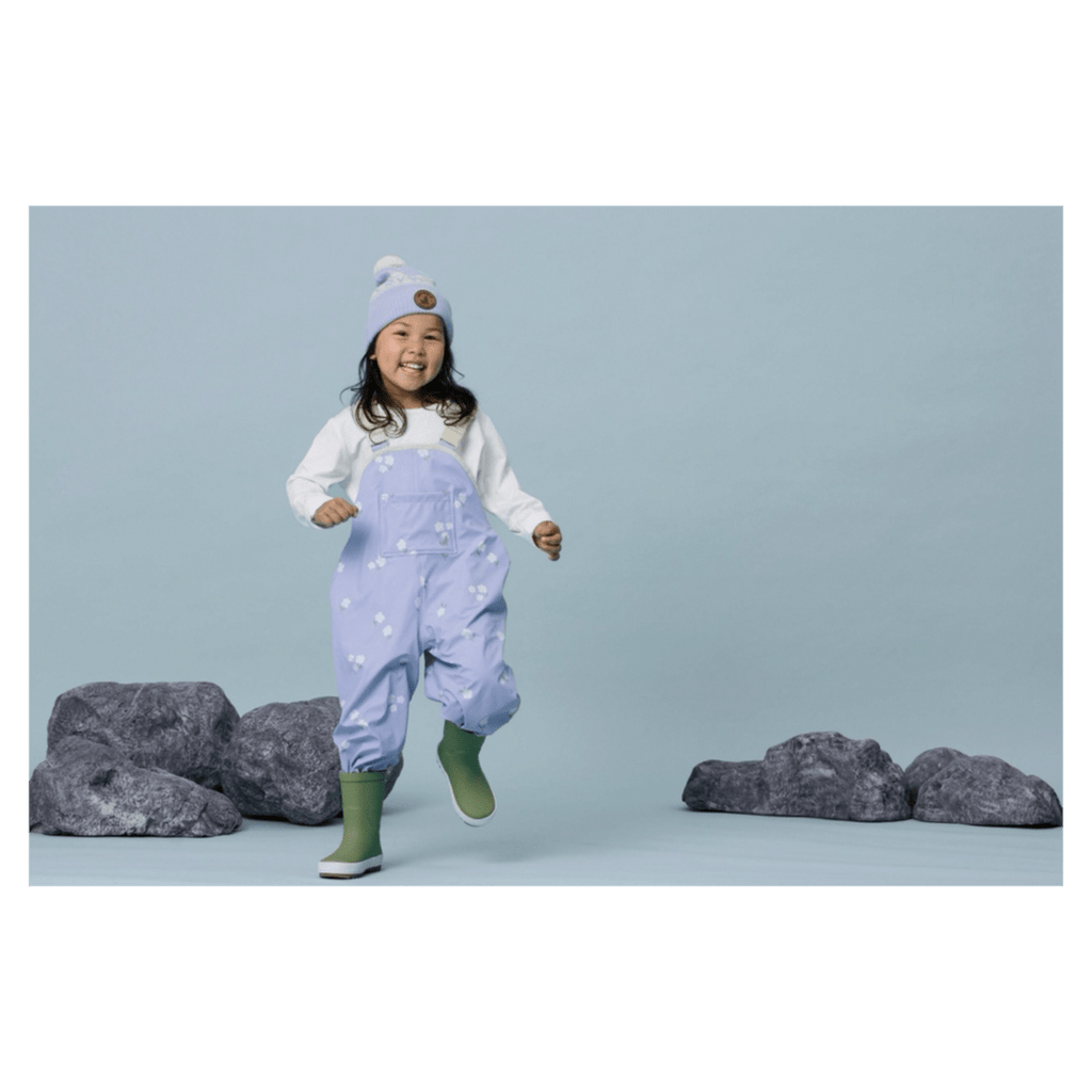 Crywolf 1 Year to 5 Years Rain Overalls - Floral Periwinkle