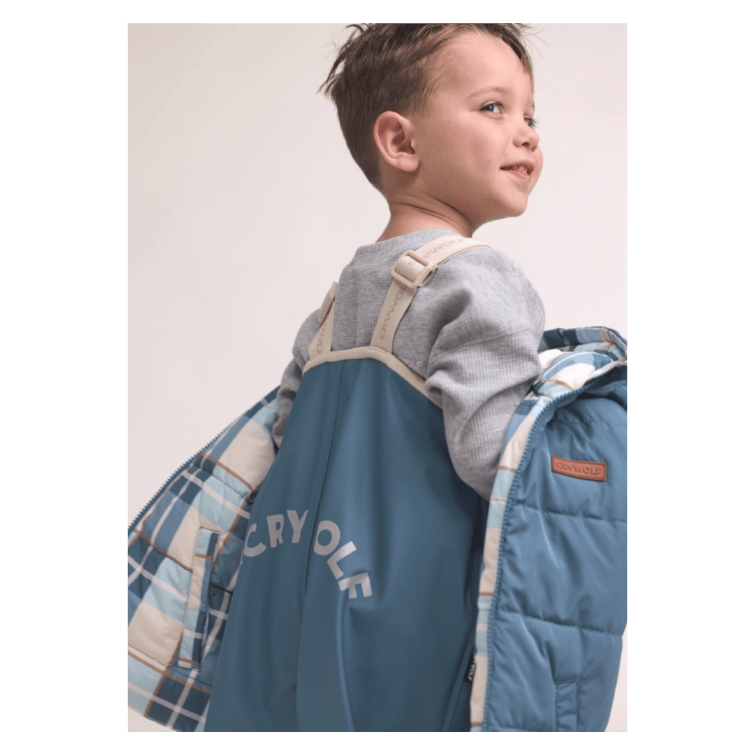 Crywolf 1 Year to 5 Years Reversible Eco-Puffer - Blue Plaid