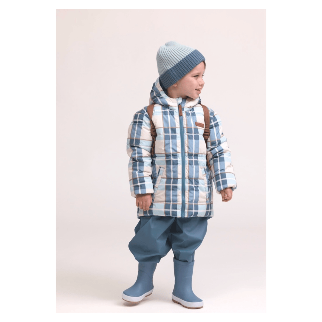 Crywolf 1 Year to 5 Years Reversible Eco-Puffer - Blue Plaid