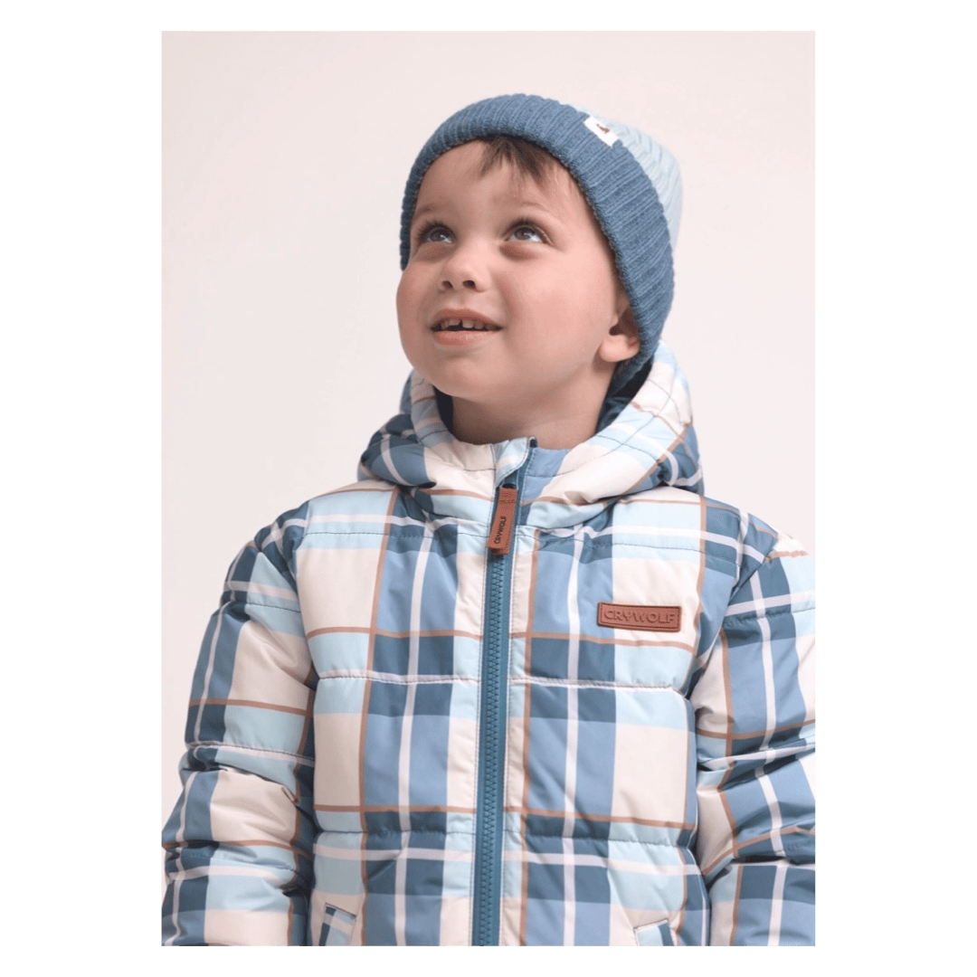 Crywolf 1 Year to 5 Years Reversible Eco-Puffer - Blue Plaid