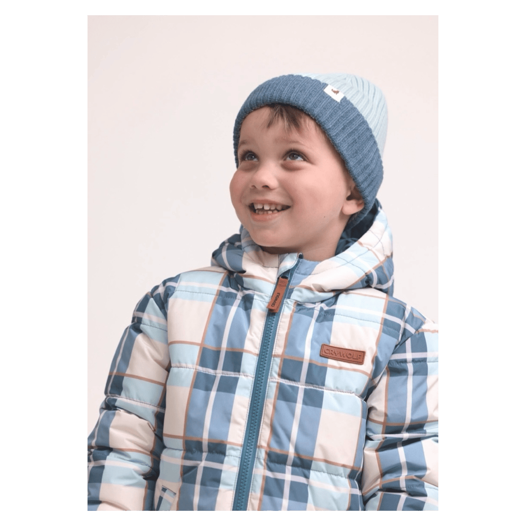 Crywolf 1 Year to 5 Years Reversible Eco-Puffer - Blue Plaid